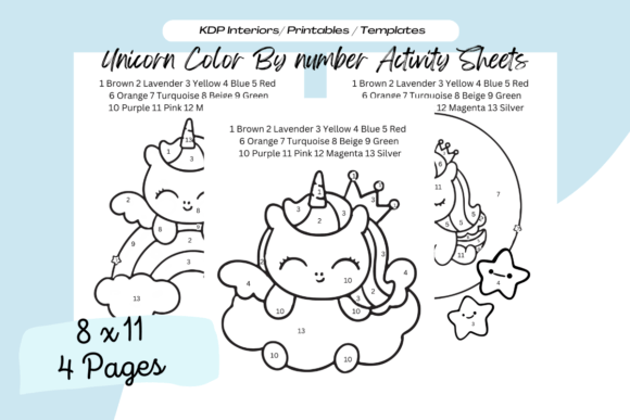 Download Unicorn Color by Number Activity Pages - Color by number activity Collection